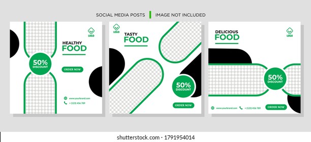 Social Media Post for Food Promotion offer poster, Healthy Food Social Media Banner & Post. Food social media web banner design template, Food Social media, and web square banner design template.