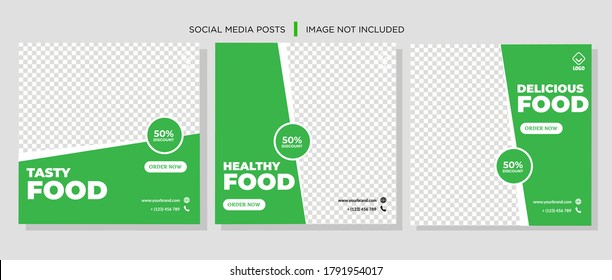 Social Media Post for Food Promotion offer poster, Healthy Food Social Media Banner & Post. Food social media web banner design template, Food Social media, and web square banner design template.