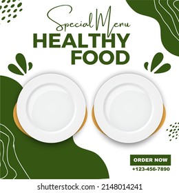 Social Media Post For Food Promotion Offer Poster, Healthy Food Social Media Banner And Post