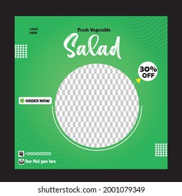 Social media post for Fresh vegetable salad. Social media post template.