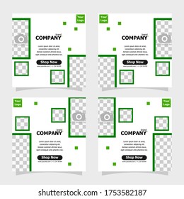 social media post green colour using for business promotion style three