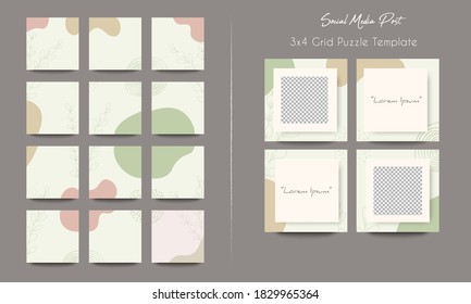 Social media post grid puzzle template set