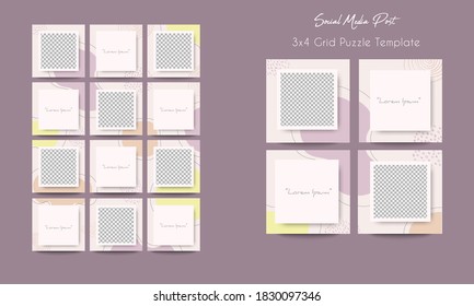 Social Media Post Grid Puzzle Template Set