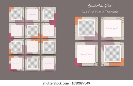 Social media post grid puzzle template set