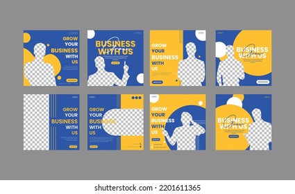 Social Media Post for Grow Your Business Promotion Template, Digital Marketing Social Media Post Template, Digital Marketing Agency, Square Flyer Template, Editable Banner Post Template .