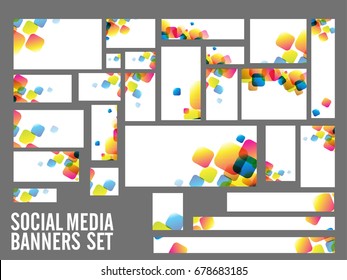 Social Media Post, Header or Banners with abstract colorful squares.
