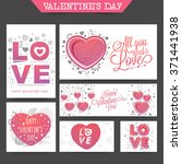 Social Media post and header set with creative typographic collection and hearts for Happy Valentine