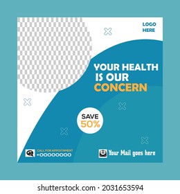 Social media post for Health Care. Social media post Template.