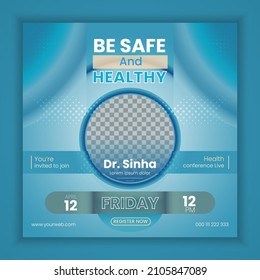 Social media post for health care . live conference post design template design vector. luxury design background . sure shape post design for ad or social ads. 