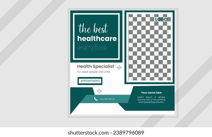 Social media post for health care service banner template.