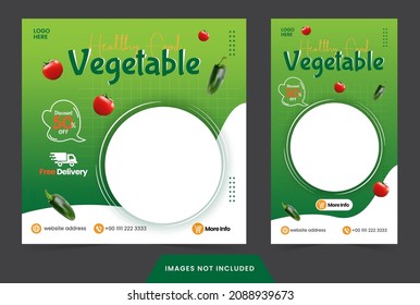 Social Media Post  Healthy Food Vegetable For Social Media Post Banner Or Flyer Promotion Green Template