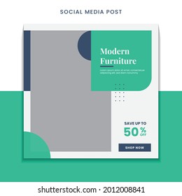 post en medios sociales para diseño de interiores de casa con muebles