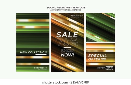 Social media post hot deal, mega sale collection futuristic geometric and seamless pattern gradients design with gold line. Abstract Business technology banner. Vector illustration.