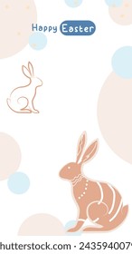 Social media post idea for easter egg background isolated in green, hand draw line rabbit, suit for decoration ,web, banner , wallpaper , with blank space