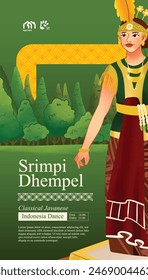 Social Media post idea with Indonesia dancer illustration cell shaded style