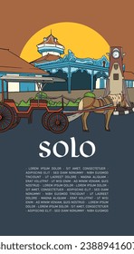 Social Media Post Idea Template with Indonesian illustration of Solo Culture Central Java