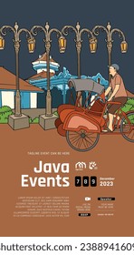Social Media Post Idea Template mit indonesischer Illustration von Solo Culture Central Java