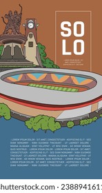 Social Media Post Idea Template mit indonesischer Illustration von Solo Culture Central Java