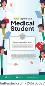 Social media post with indonesian medical student flat design illustration