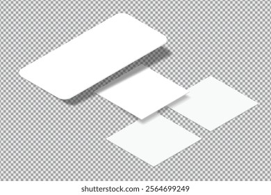 Social media post interface mockup on transparent background. Social media mobile app page template design for user carousel stories feed. Vector illustration interface empty on social network
