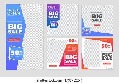 Publicación en medios sociales para colección de diseños de interiores o plantillas de muebles. Ilustración del vector EPS 10