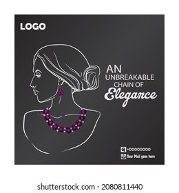 Social Media post for Jewellery. Social media post Template. Modern ,  Fashion Design.