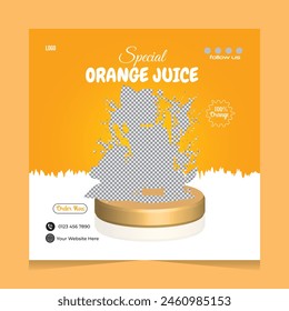 Social media post juice  template for restaurant promotion design