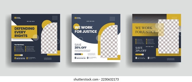 Social media post for law Firm service and law consultation square flyer or web banner template design