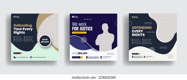 Social media post for law Firm service and law consultation square flyer or web banner template design