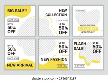 Social media post layout collection. Creative and modern social media feed post template design square banner puzzle for promo big sale. Promotion brand fashion. Vector social media network cover
