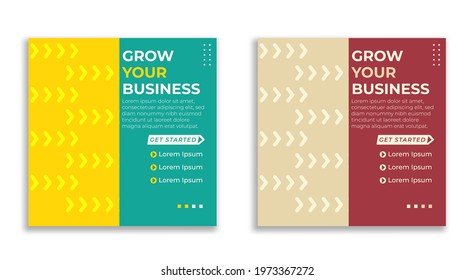 Social Media post layout set with creative element style. Creative business agency flyer design editable set.