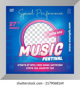 Social media post live music festival baner or flyer for social media template