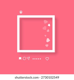 Social media post mockup designed as a photo frame. The white square frame perfect for social media layouts, romantic announcements, Valentine's Day content, and creative digital storytelling