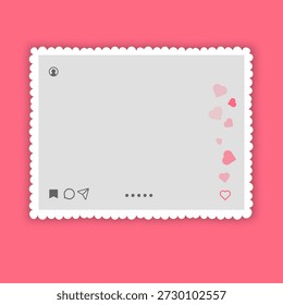 Mockup de postagem de mídia social projetado como uma moldura de foto. O quadro quadrado branco perfeito para layouts de mídia social, anúncios românticos, conteúdo do Dia dos Namorados e narrativa digital criativa