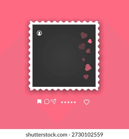 Mockup de postagem de mídia social projetado como uma moldura de foto. O quadro quadrado branco perfeito para layouts de mídia social, anúncios românticos, conteúdo do Dia dos Namorados e narrativa digital criativa
