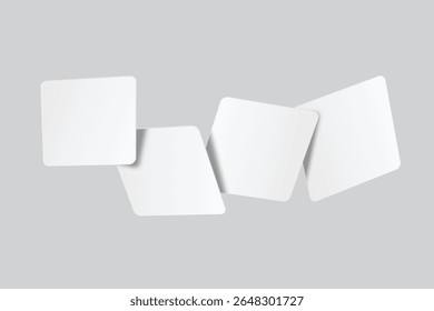 Social media post mockup template design floating isolated on background. Mobile app page ideas for portfolios, client presentations, and social media strategies, carousel stories feed. Vector
