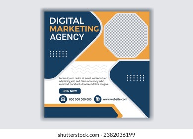 Social media post for modern business, digital marketing agency, corporate banner promotion advertisements, sales, and vector template design for discount banners.