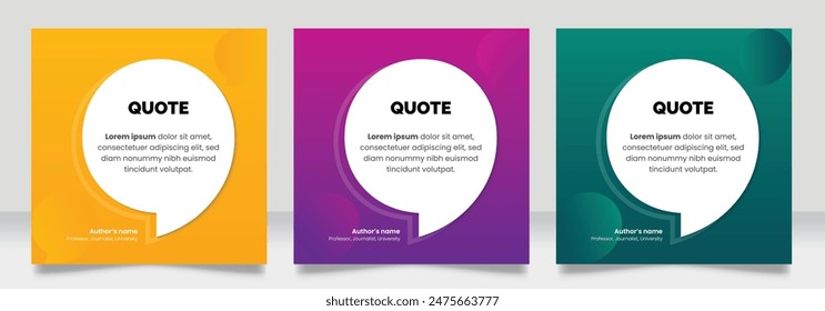 Social media post motivation quote template. 3D bubble testimonial banner, quote, infographic. Good for Inspirational speech bubbles, quote bubbles and text box.