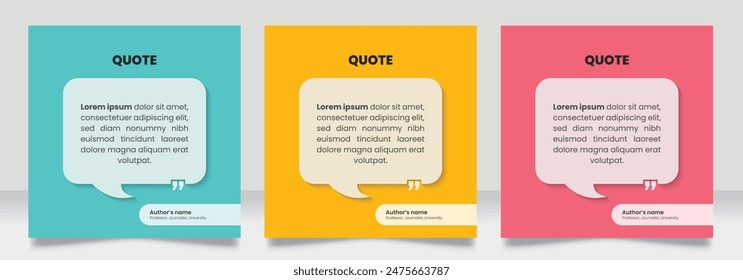 Social media post motivation quote template. 3D bubble testimonial banner, quote, infographic. Good for Inspirational speech bubbles, quote bubbles and text box.