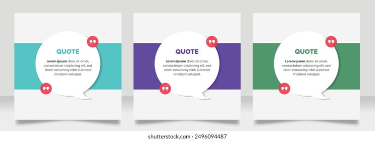 Social media post motivation quote template. 3D bubble testimonial banner, quote, infographic. Good for Inspirational speech bubbles, quote bubbles and text box.