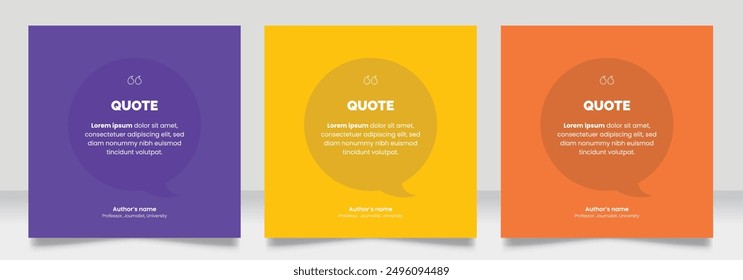 Social media post motivation quote template. 3D bubble testimonial banner, quote, infographic. Good for Inspirational speech bubbles, quote bubbles and text box.