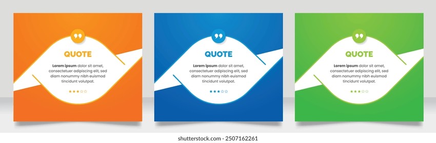 Social media post motivation quote template. 3D bubble testimonial banner, quote, infographic. Good for Inspirational speech bubbles, quote bubbles and text box.