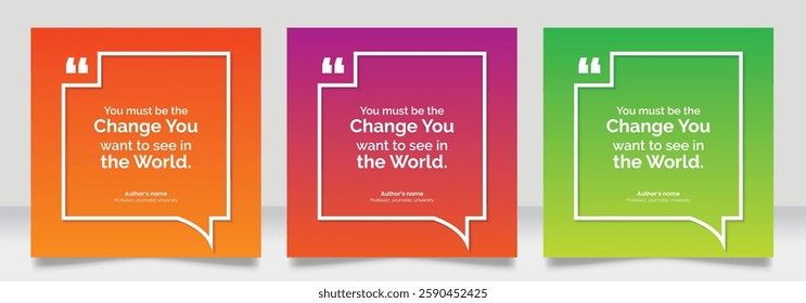 Social media post motivation quote template. 3D bubble testimonial banner, quote, infographic. Good for Inspirational speech bubbles, quote bubbles and text box.