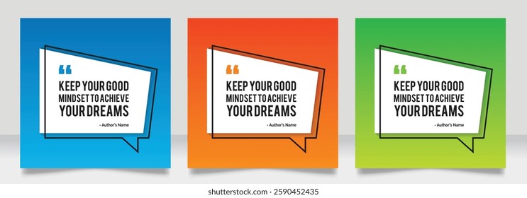 Social media post motivation quote template. 3D bubble testimonial banner, quote, infographic. Good for Inspirational speech bubbles, quote bubbles and text box.