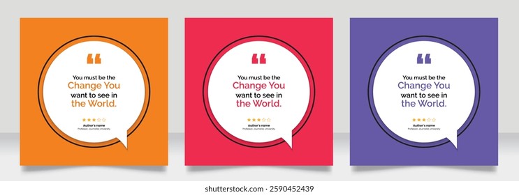 Social media post motivation quote template. 3D bubble testimonial banner, quote, infographic. Good for Inspirational speech bubbles, quote bubbles and text box.