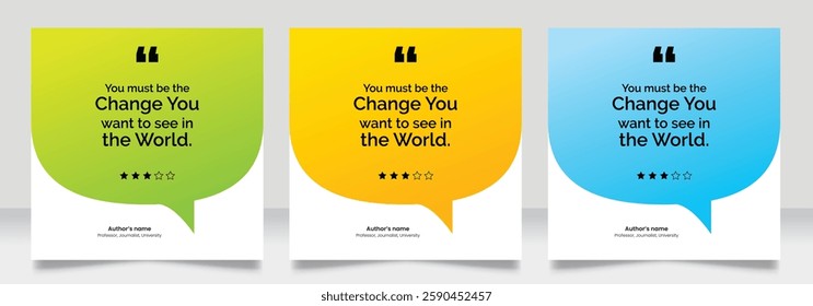 Social media post motivation quote template. 3D bubble testimonial banner, quote, infographic. Good for Inspirational speech bubbles, quote bubbles and text box.