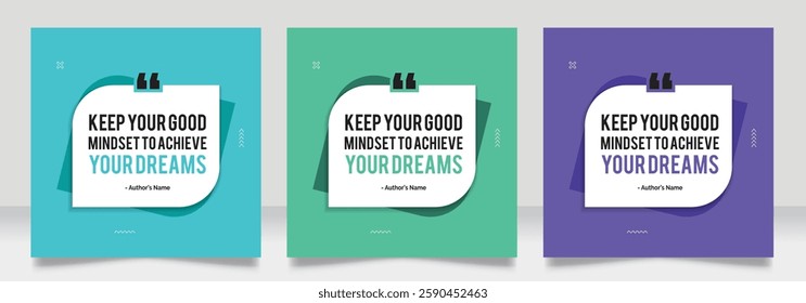 Social media post motivation quote template. 3D bubble testimonial banner, quote, infographic. Good for Inspirational speech bubbles, quote bubbles and text box.