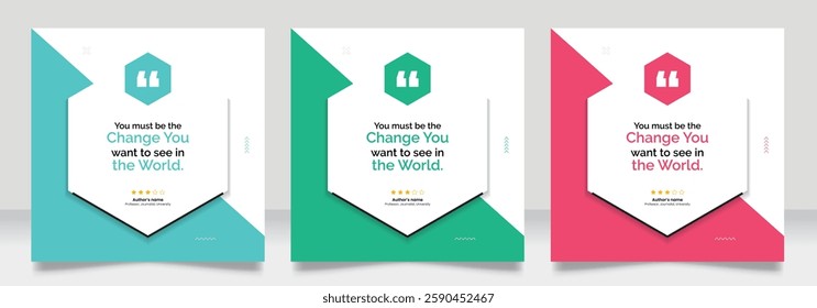 Social media post motivation quote template. 3D bubble testimonial banner, quote, infographic. Good for Inspirational speech bubbles, quote bubbles and text box.