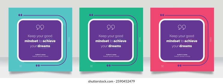 Social media post motivation quote template. 3D bubble testimonial banner, quote, infographic. Good for Inspirational speech bubbles, quote bubbles and text box.