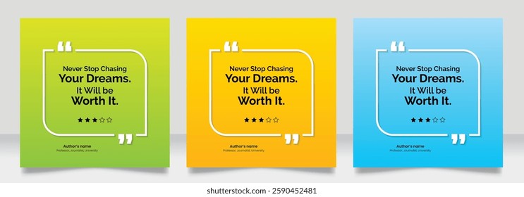 Social media post motivation quote template. 3D bubble testimonial banner, quote, infographic. Good for Inspirational speech bubbles, quote bubbles and text box.
